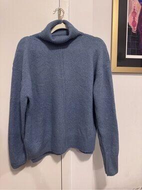 Cozy Blue Turtleneck Sweater - Women's Cowl & Turtleneck